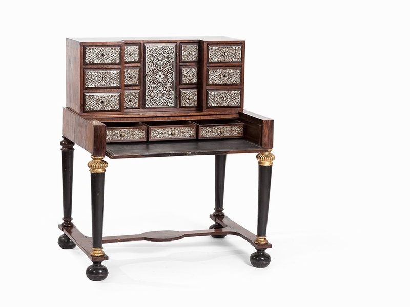 17th C. Rosewood and Tin marquetry writing desk