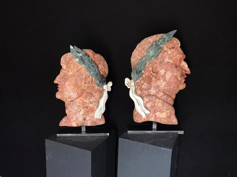 Pair of Roman Emperors Marble Profiles