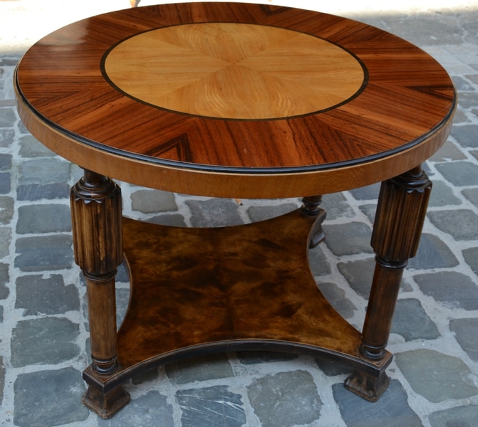 1930's Swedish Pedestal Table in wooden marquetry