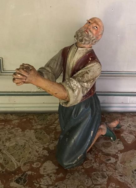 19th C. painted wood creche character