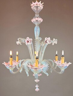 6-arm Murano chandelier, 20th