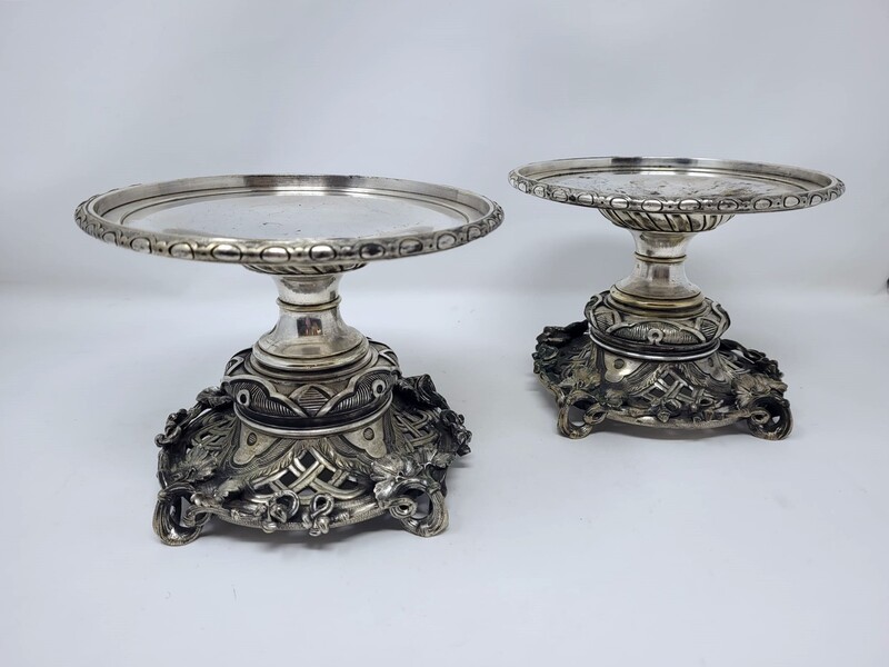 Beautiful pair of silver bronze cassolettes