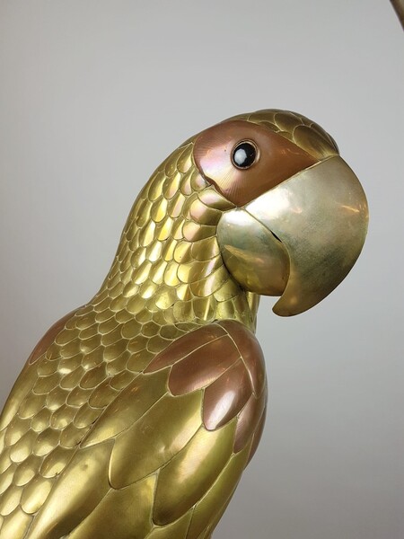 Bustamante Sergio, large copper and brass parrot, circa 1970