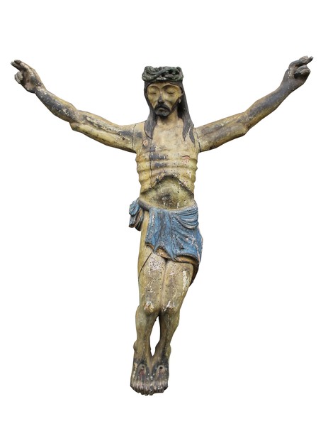 Carved and polychromed wooden Christ