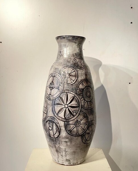Charcoal and black glazed stoneware vase circa 1975