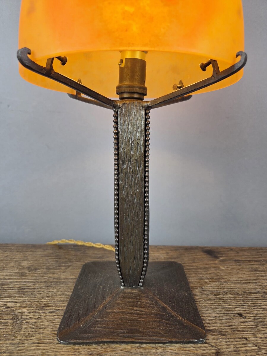 Daum lamp in pâte de verre and wrought iron, circa 1930