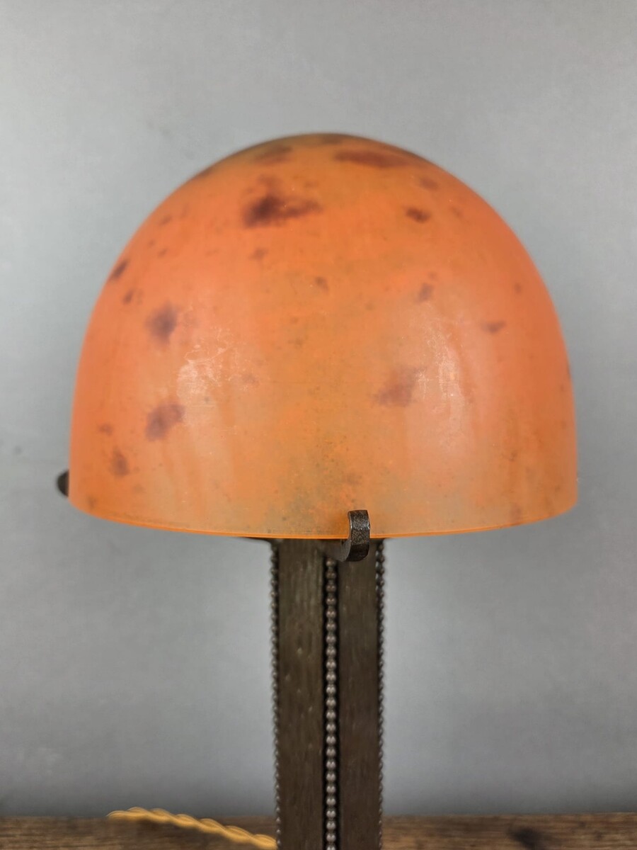 Daum lamp in pâte de verre and wrought iron, circa 1930