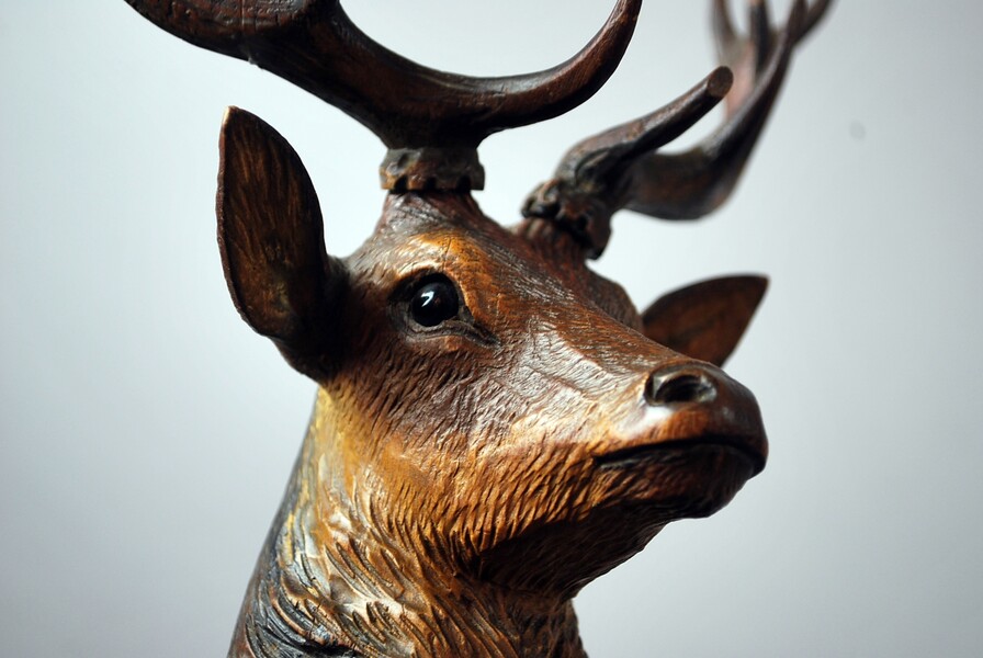 Deer in carved wood, Black Forest