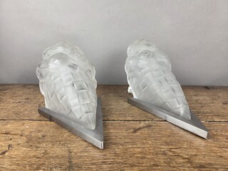 Degué, pair of molded glass sconces, circa 1930