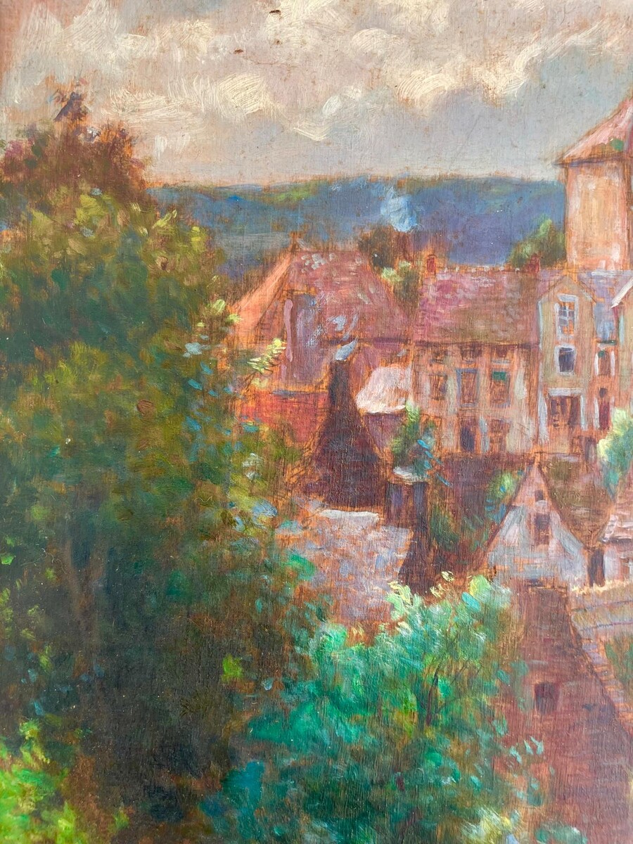 Delphin Enjolras (1867–1945), oil on panel, signed, ca. 1895, dimensions: 35.5 x 26.5 cm, framed