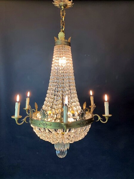 Empire beaded bag chandelier - 6 exterior lights and 5 interior lights
