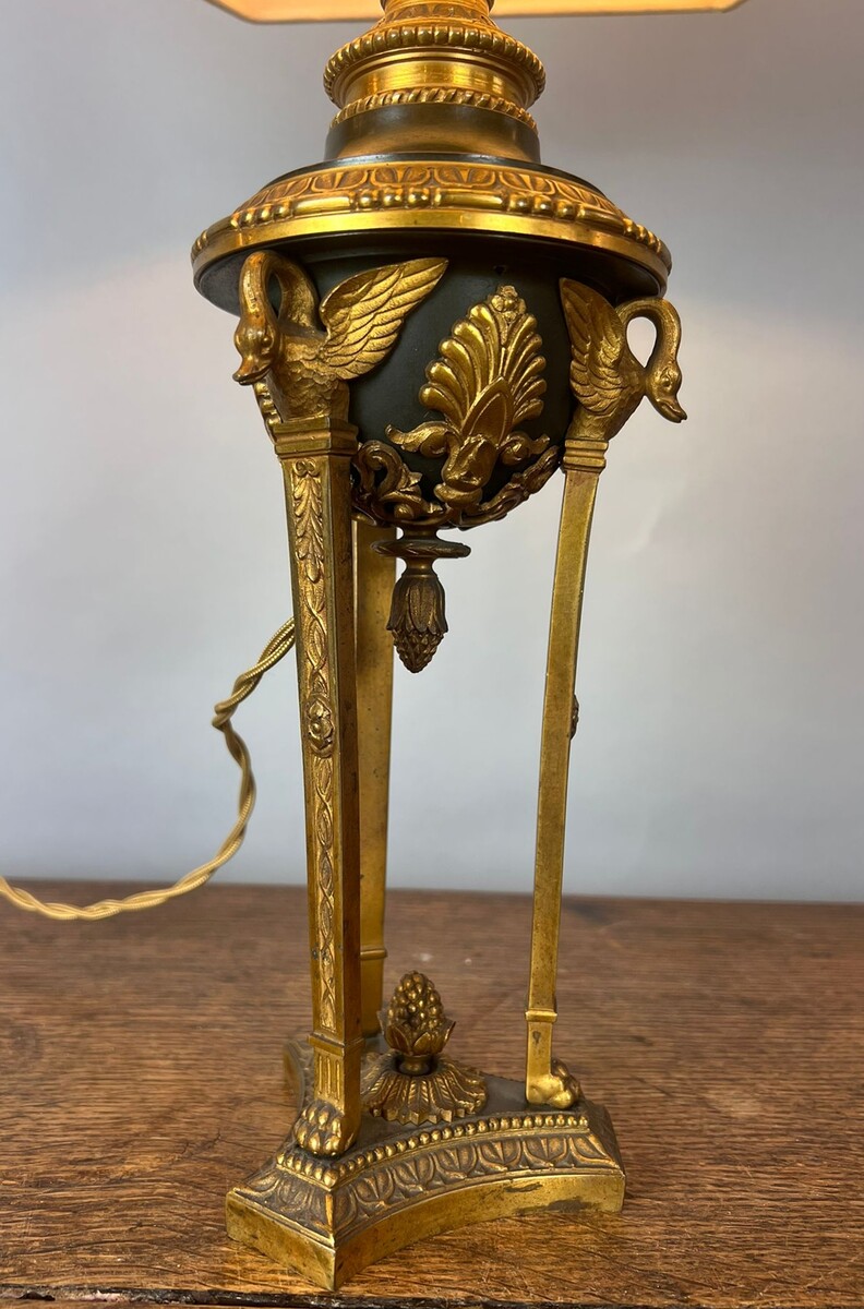 Empire style bedside lamp in bronze and brass, early 20th century