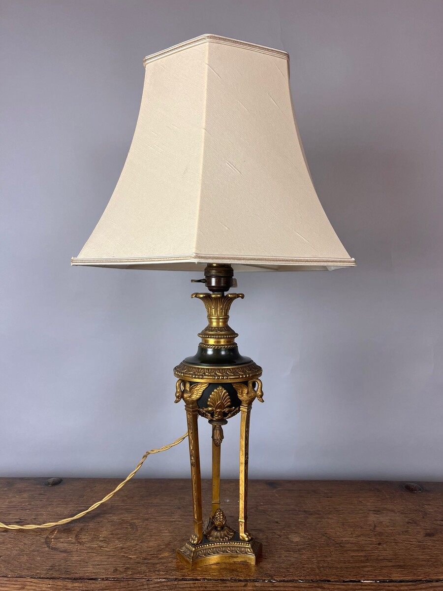 Empire style bedside lamp in bronze and brass, early 20th century