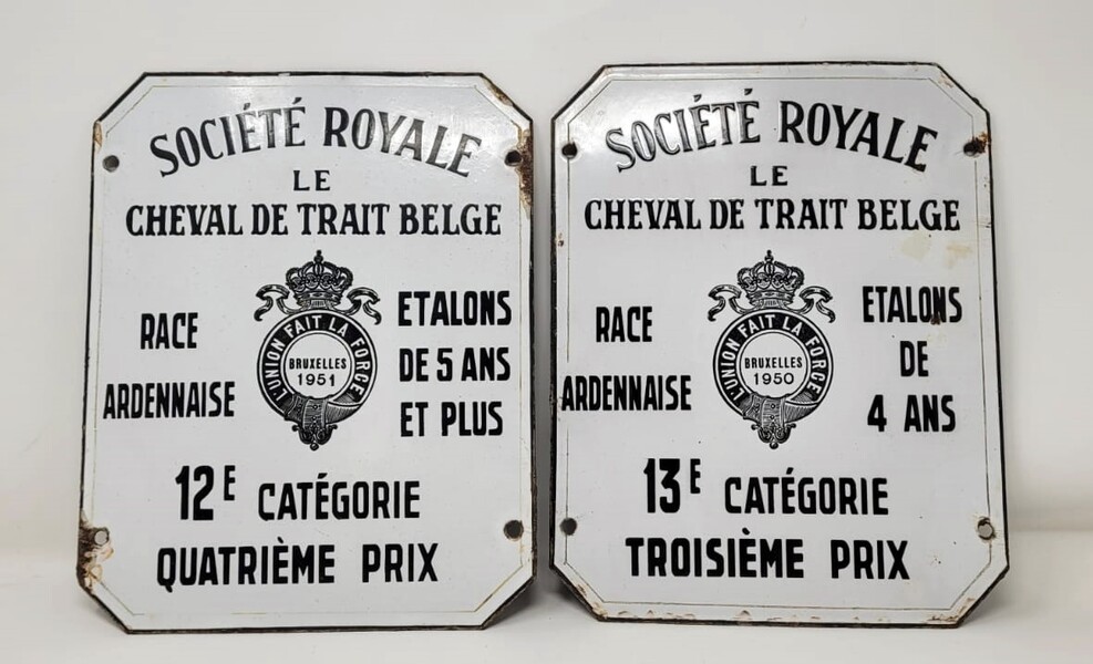 Enameled plaques “Royal Society the Belgian draft horse”