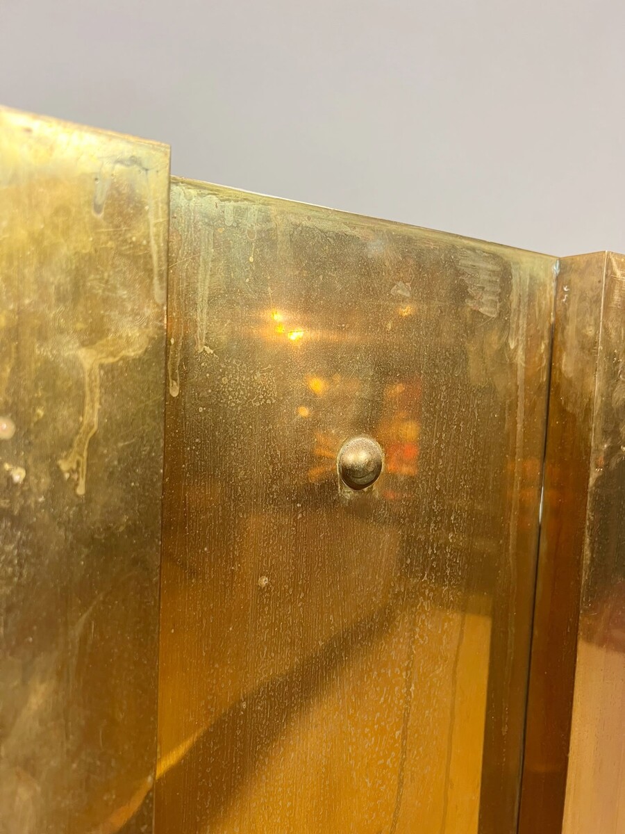Gold-plated brass fireplace accessories, 1970s