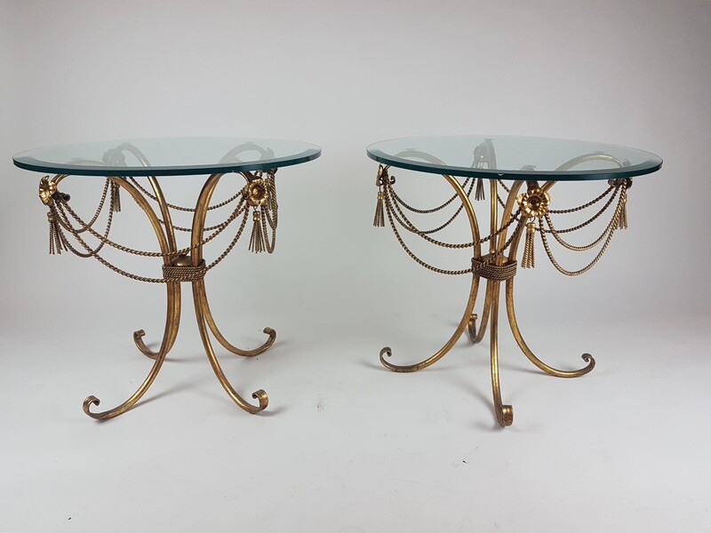 In the style of Maison Janssen, pair of small pedestal tables, circa 1940