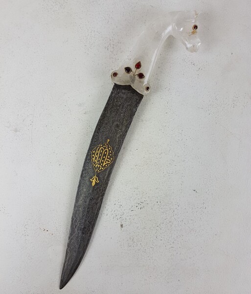 Indo Persian dagger, rock crystal handle