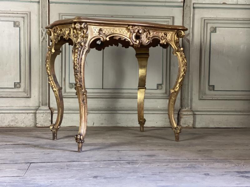 Louis XV Style Carved And Gilded Wood Table Circa 1880 