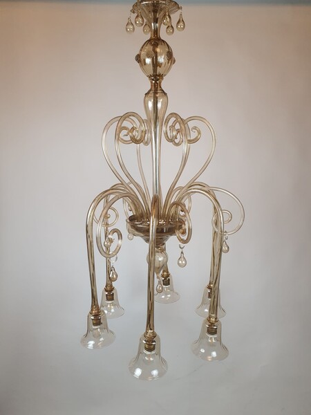 Murano smoked glass chandelier, circa 1970