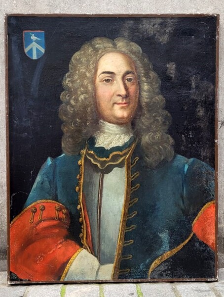 Oil on mounted canvas - portrait of a notable - late 18th century