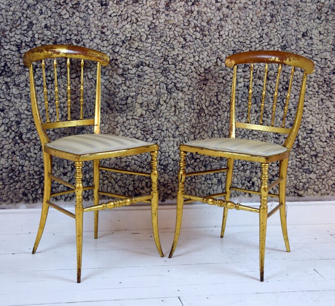 Pair of gilded chairs, signed Warin, Bruxelles