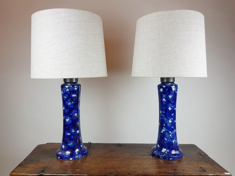 Pair of glazed earthenware lamps, circa 1970