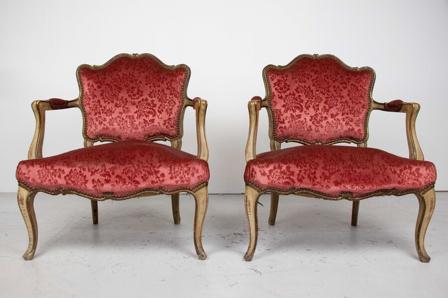 Pair of Louis XV style armchairs - circa 1900 To be reupholstered