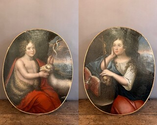 Pair of medallions, oil on canvas 