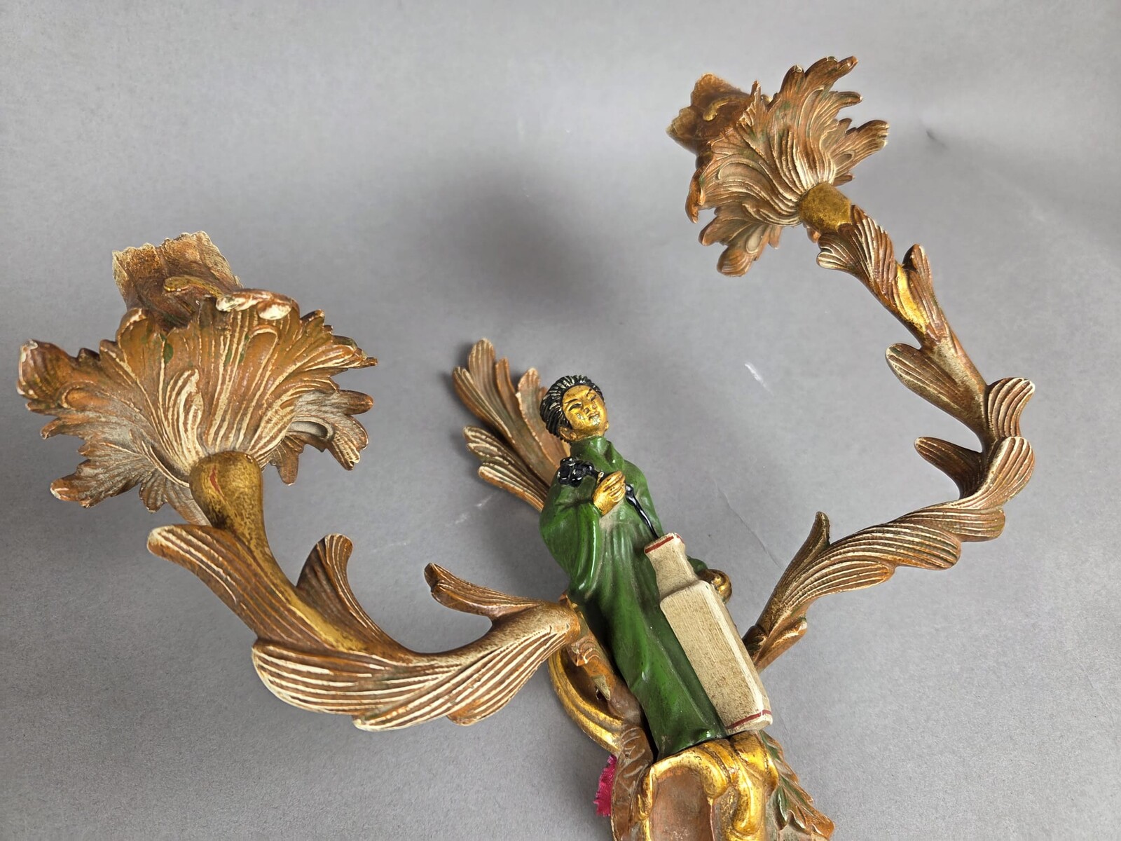 Pair of polychrome bronze sconces in the Maison Janssen style