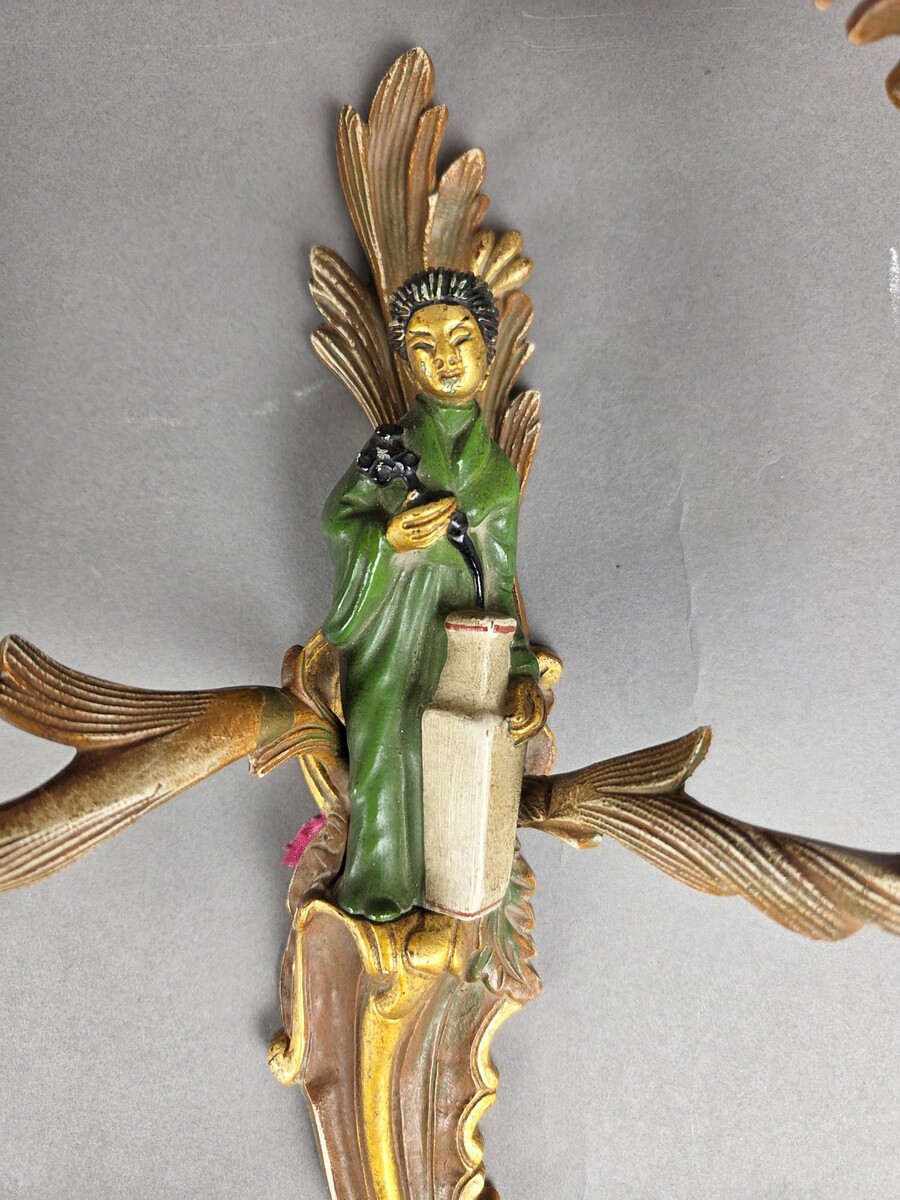 Pair of polychrome bronze sconces in the Maison Janssen style
