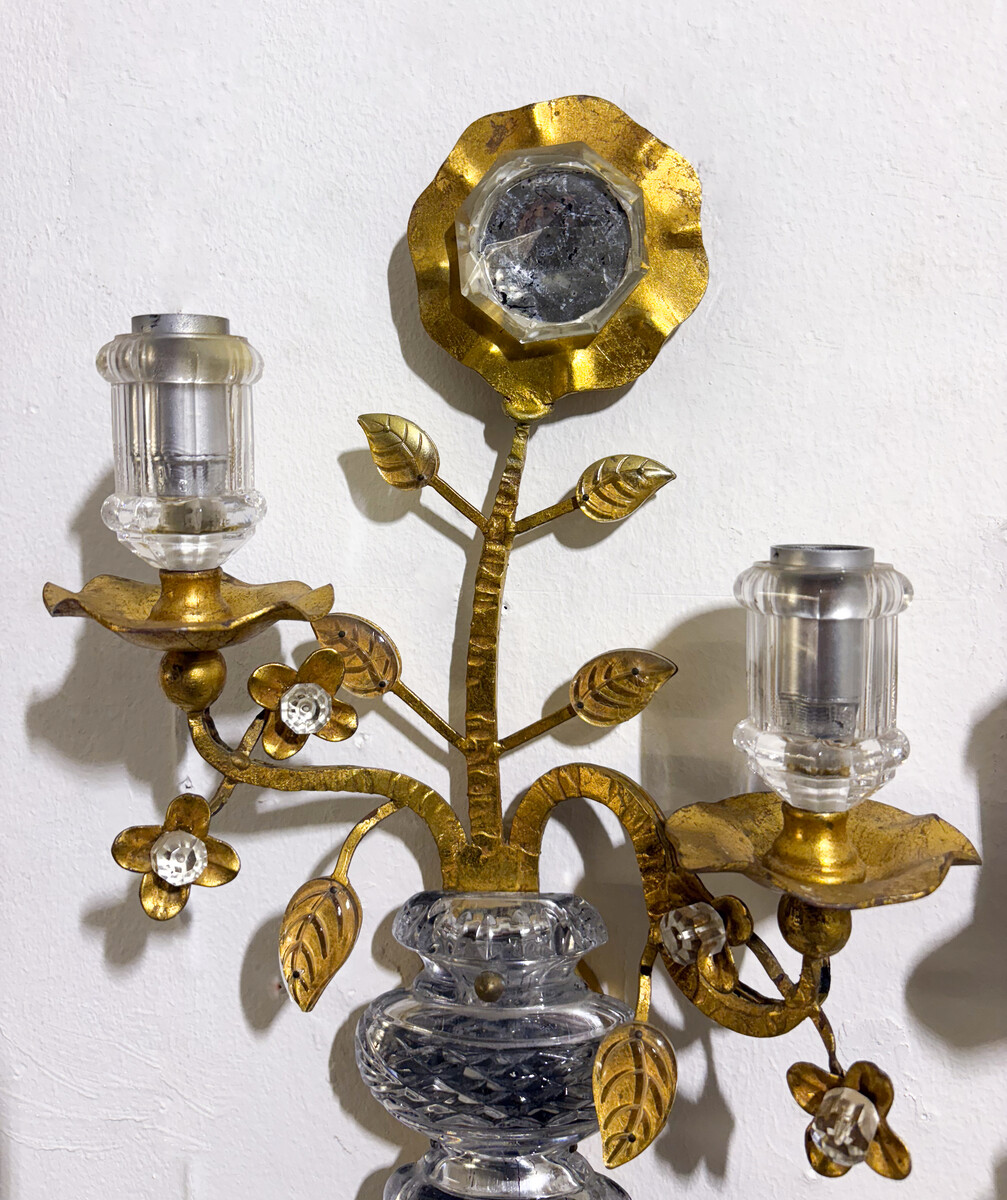 Pair of wall sconces in the Maison Bagues style, 1950s