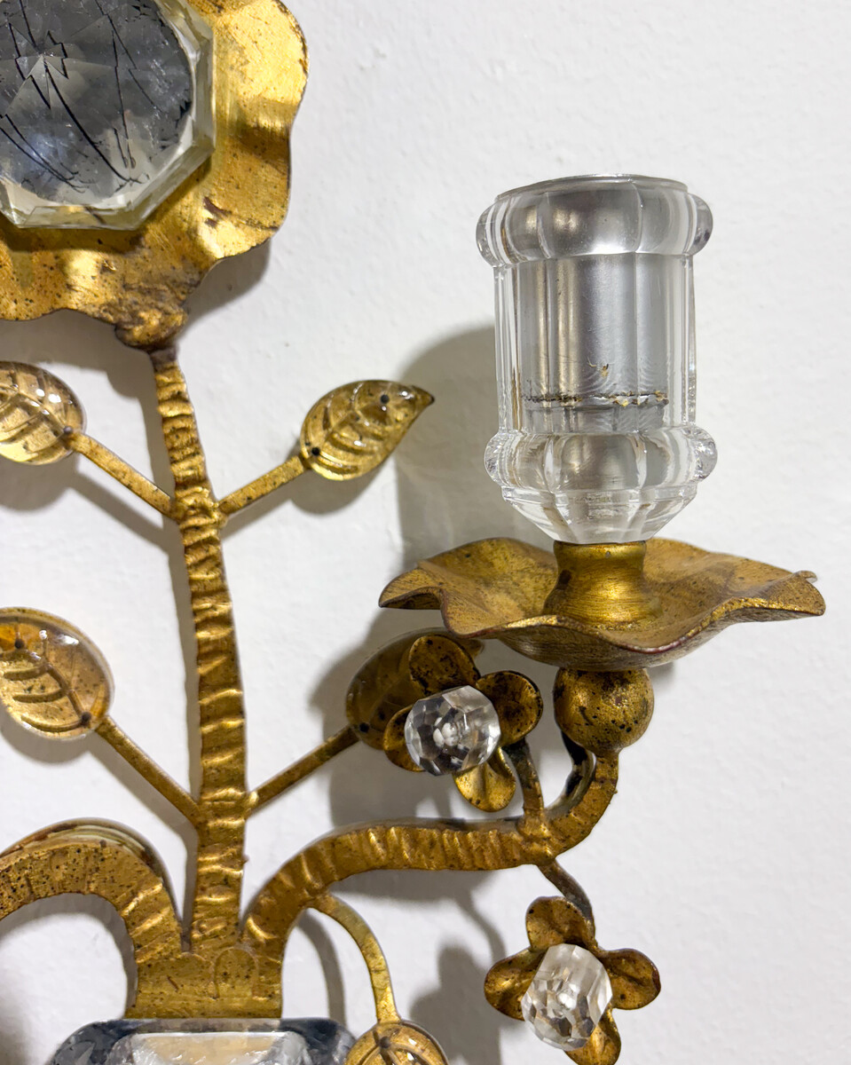 Pair of wall sconces in the Maison Bagues style, 1950s