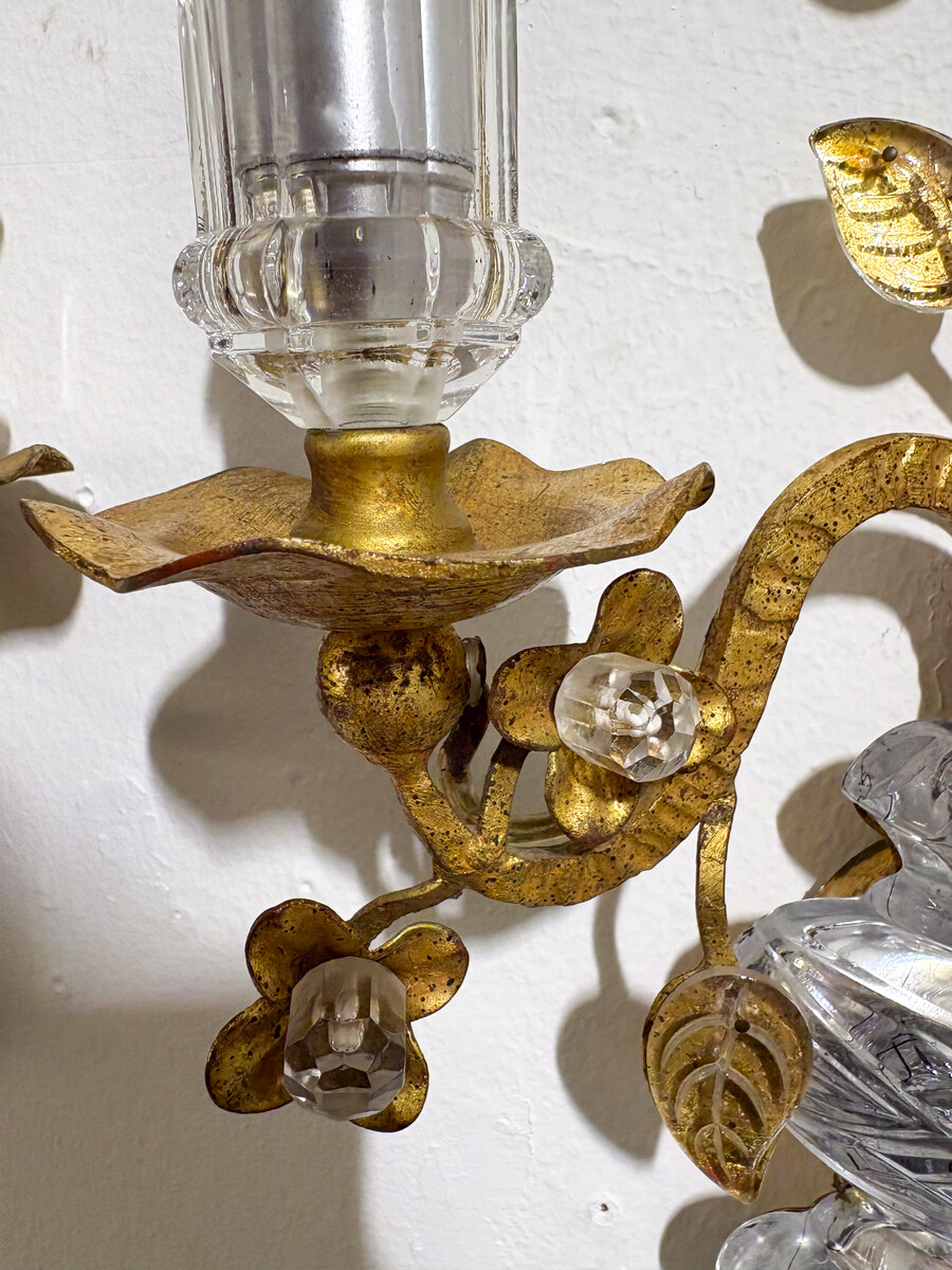 Pair of wall sconces in the Maison Bagues style, 1950s