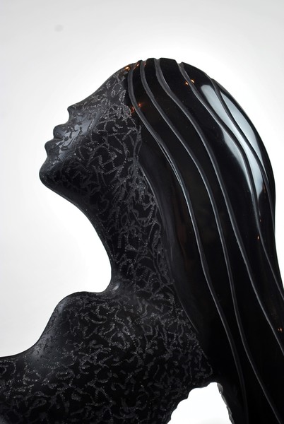 Profile of a woman in black murano glass, circa 1970's