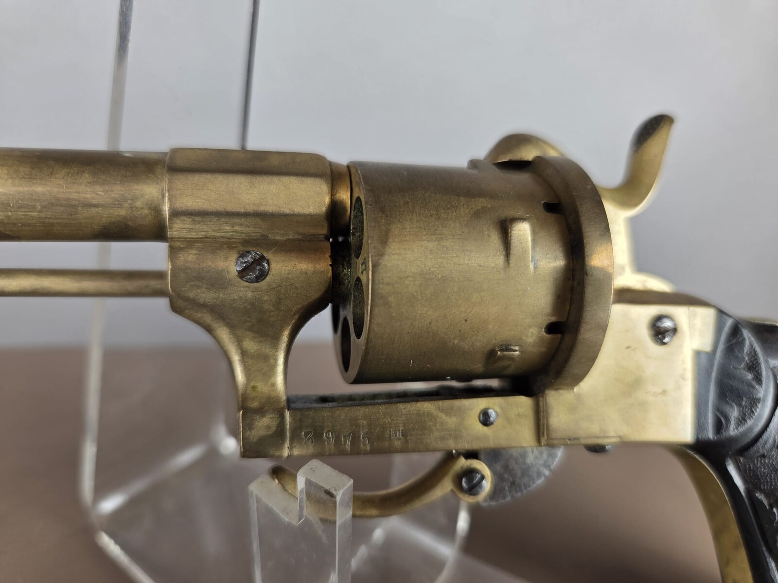 Rare 7mm pin-fire revolver, made entirely of bronze