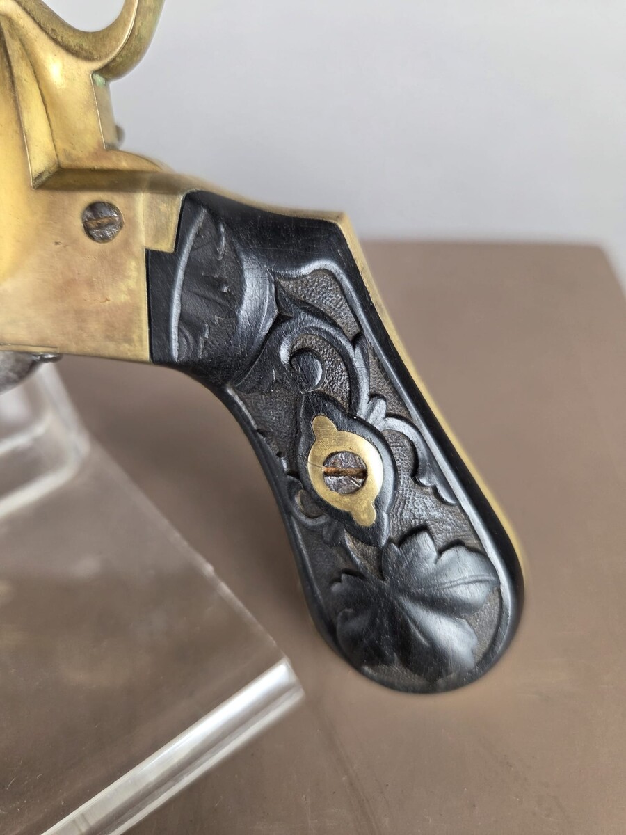 Rare 7mm pin-fire revolver, made entirely of bronze