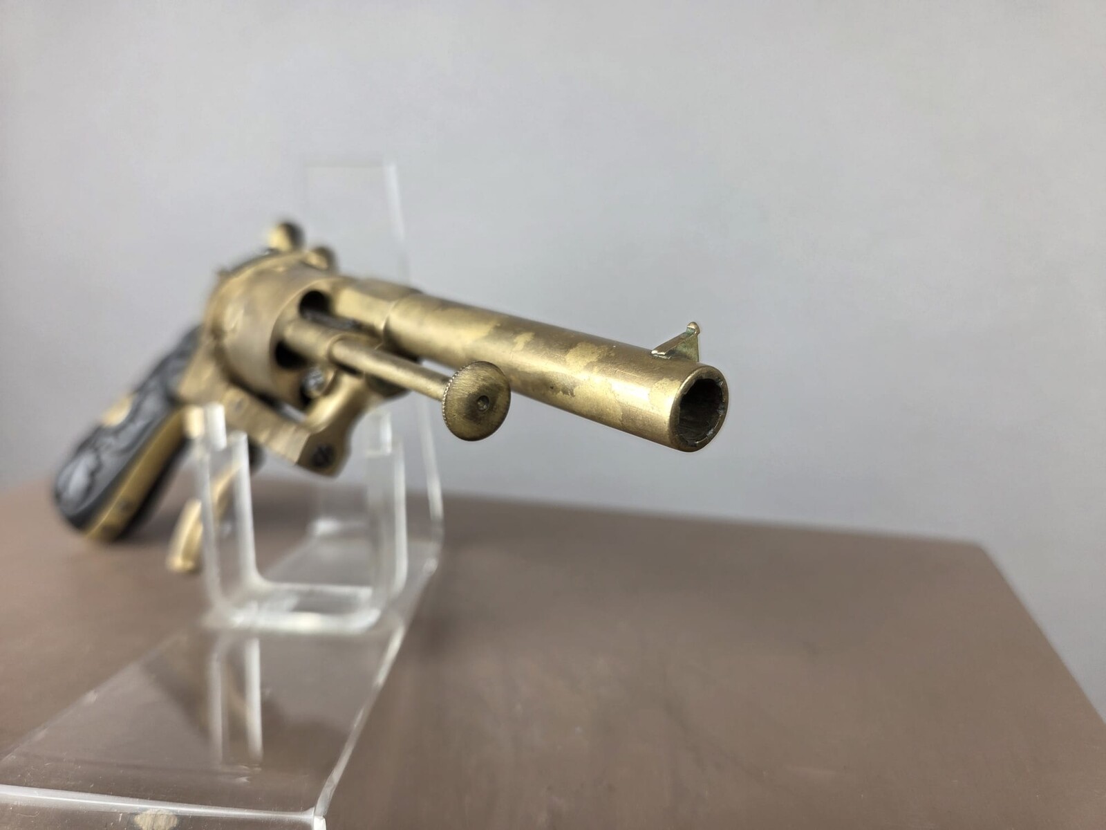 Rare 7mm pin-fire revolver, made entirely of bronze