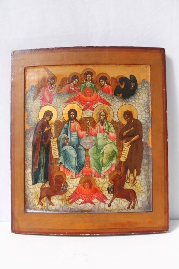 Russian orthodox icon, Holy Trinity and the Tetramorph