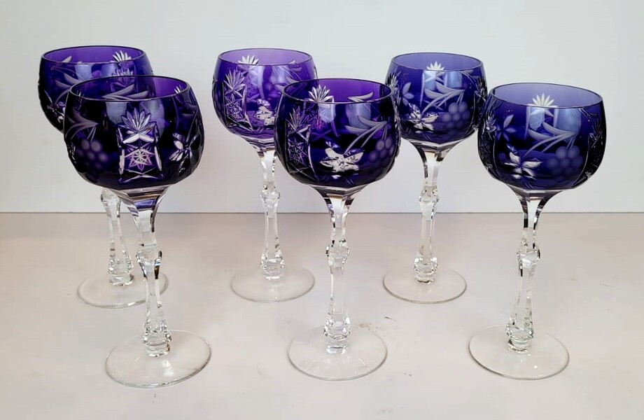 Set of 6 bohemian crystal glasses - perfect condition