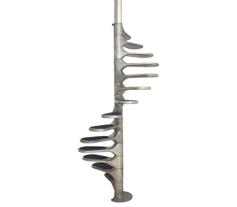 Spiral staircase by Roger Talon, made of cast aluminum, 14 steps