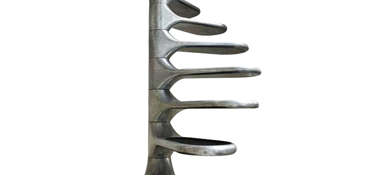 Spiral staircase by Roger Talon, made of cast aluminum, 14 steps