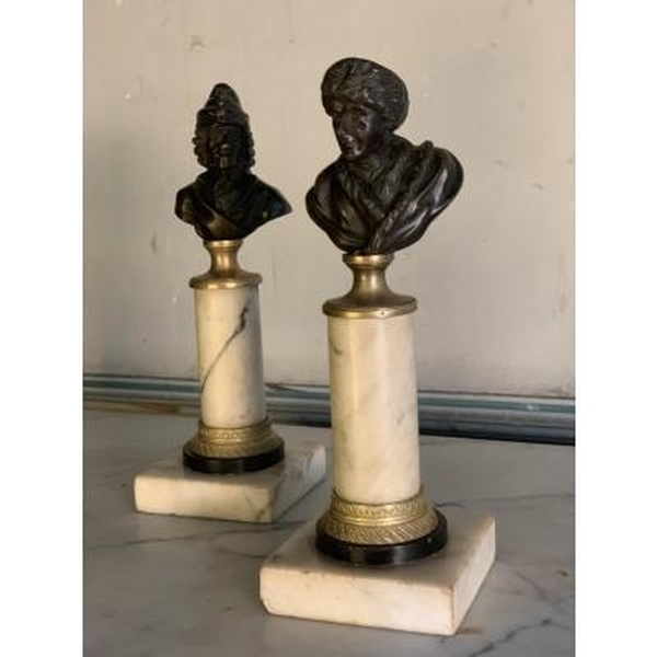 Voltaire and Rousseau bronze sculptures