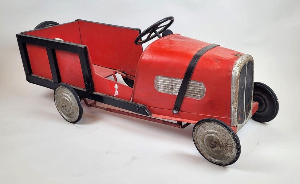 Wooden and sheet metal pedal car - circa 1940