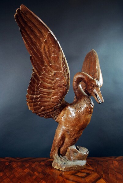 Wooden swan by Boudewijn Tuerlinckx