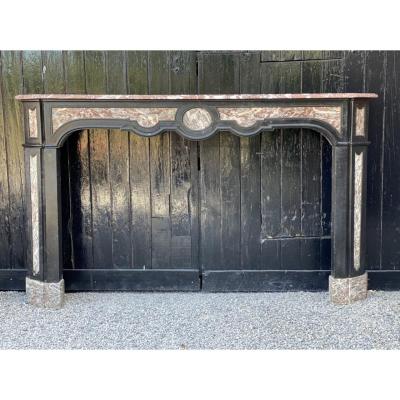 18th C. fireplace in black marble and gray from Ardennes
