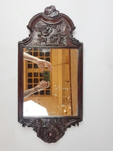 18th century carved oak mirror 