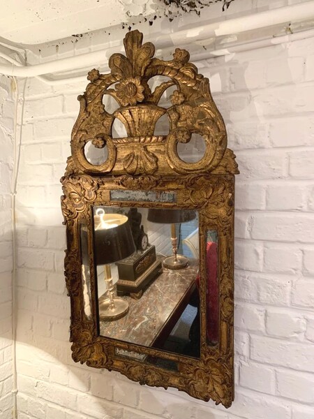 18th century glazing bead mirror - gilded wood