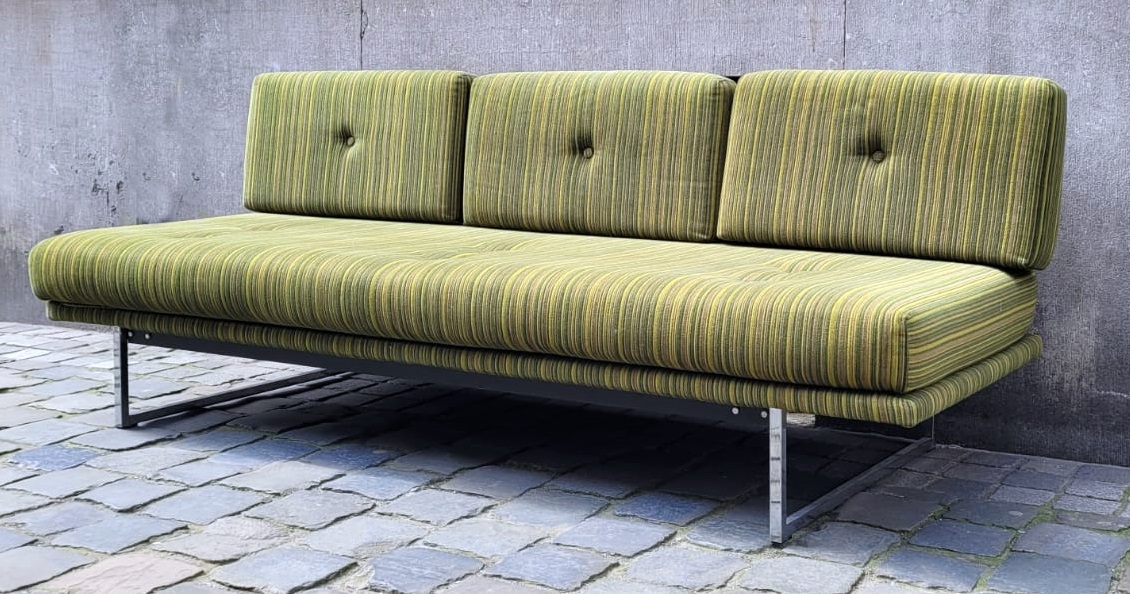 1950s bench seat - original fabrics - chrome
