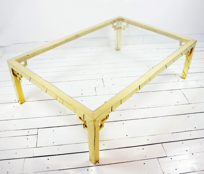 1970's brass and glass coffee table