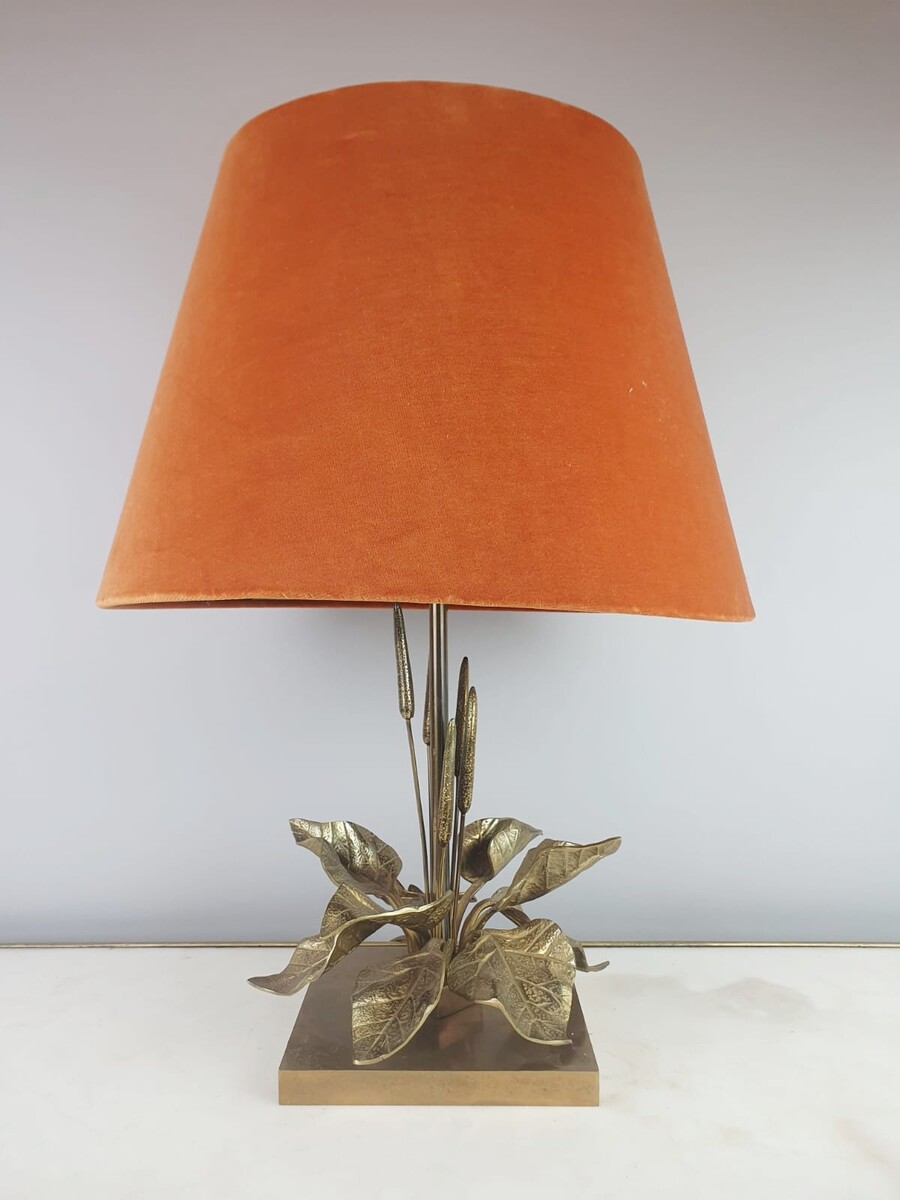 1970s Bronze Lamp With Reed Decor In The Style Of Maison Charles 